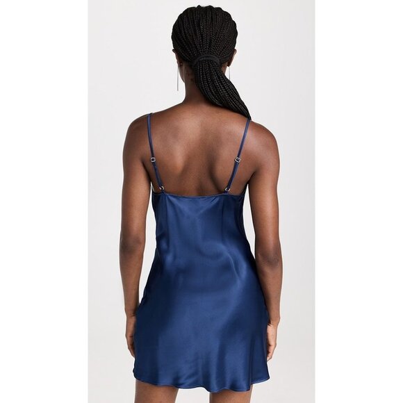 Sleeper Boheme Mini Slip Dress with Feathers Navy Womens Size Medium - Picture 5 of 13